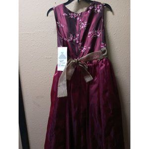 NWT. Rare Editions maroon embroidered girls dress size 16